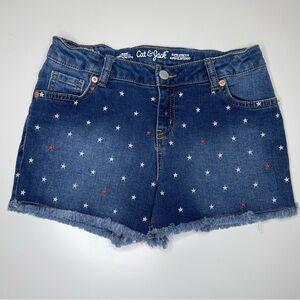 ❌SOLD❌Girls Cat & Jack Denim Jean Shorts Allover Star Design LARGE 10/12